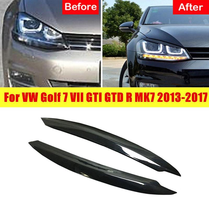 2pcs Car Headlight Eyebrow Eyelid Cover Trim For VOLKSWAGEN VW Golf 7 7.5 VII GTD R MK7 MK7.5 2013- Eye-catching Sticker
