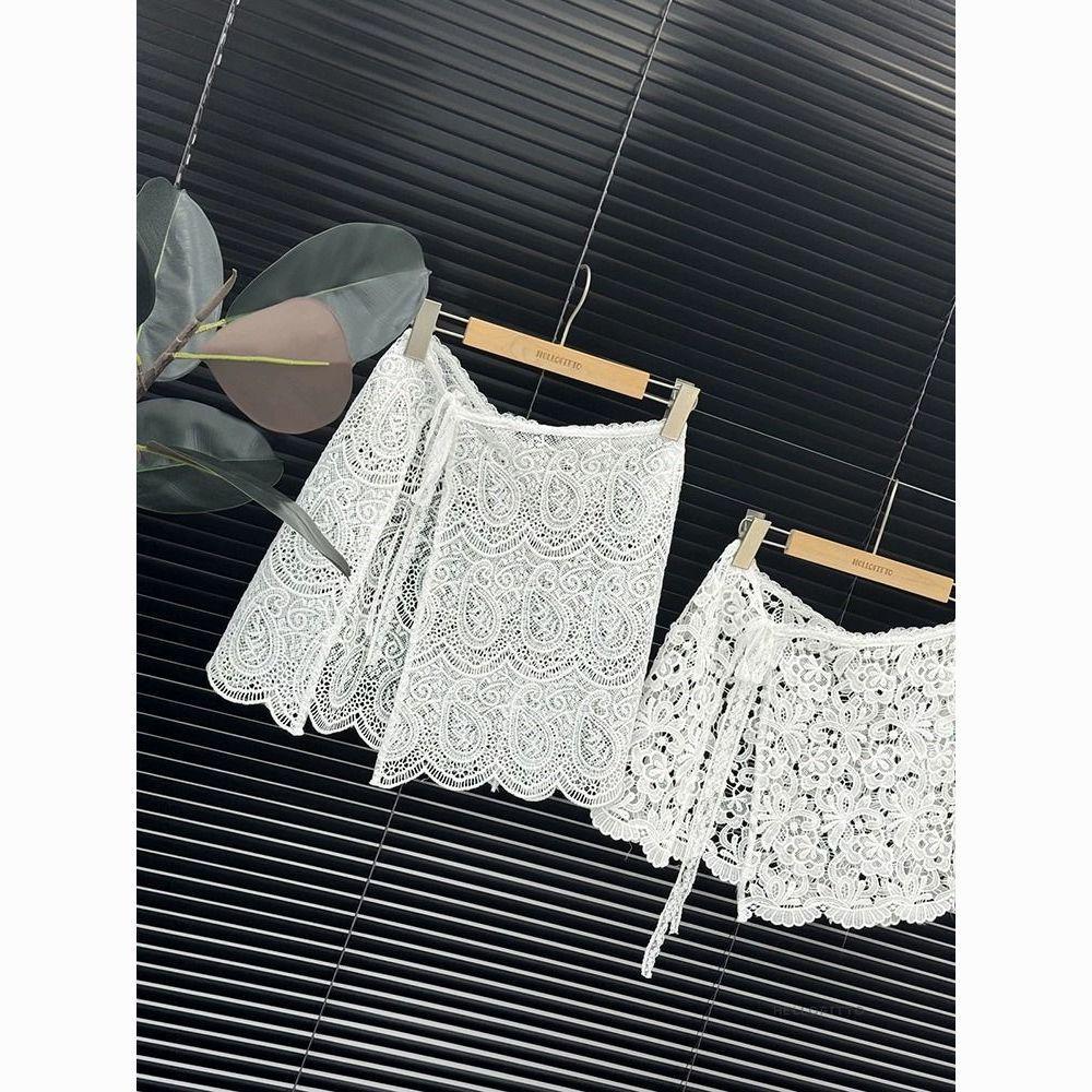 Korean Peplum Tie-Hem Lace Half Skirt - Versatile Yarn Skirt 2025.