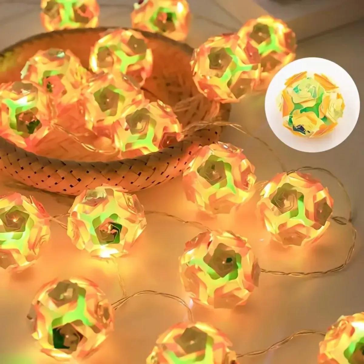 

1pc 1.5M 10LED Battery Operated Romantic Rose Flower String Lights Creative Laser Ball Lamp for Home Bedroom Garden Yard Decor 1.5M10LED помаранчевий