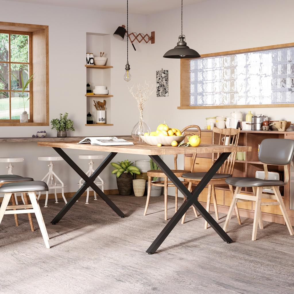 2 Pieces Steel Table Legs Table Feet for Dining Table Desk Coffee Table Table Frame in X-Shape Black 72cm
