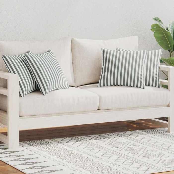 VidaXL Oreiller d'extérieur 4 pcs Impression rayure 45 x 45 cm Gris