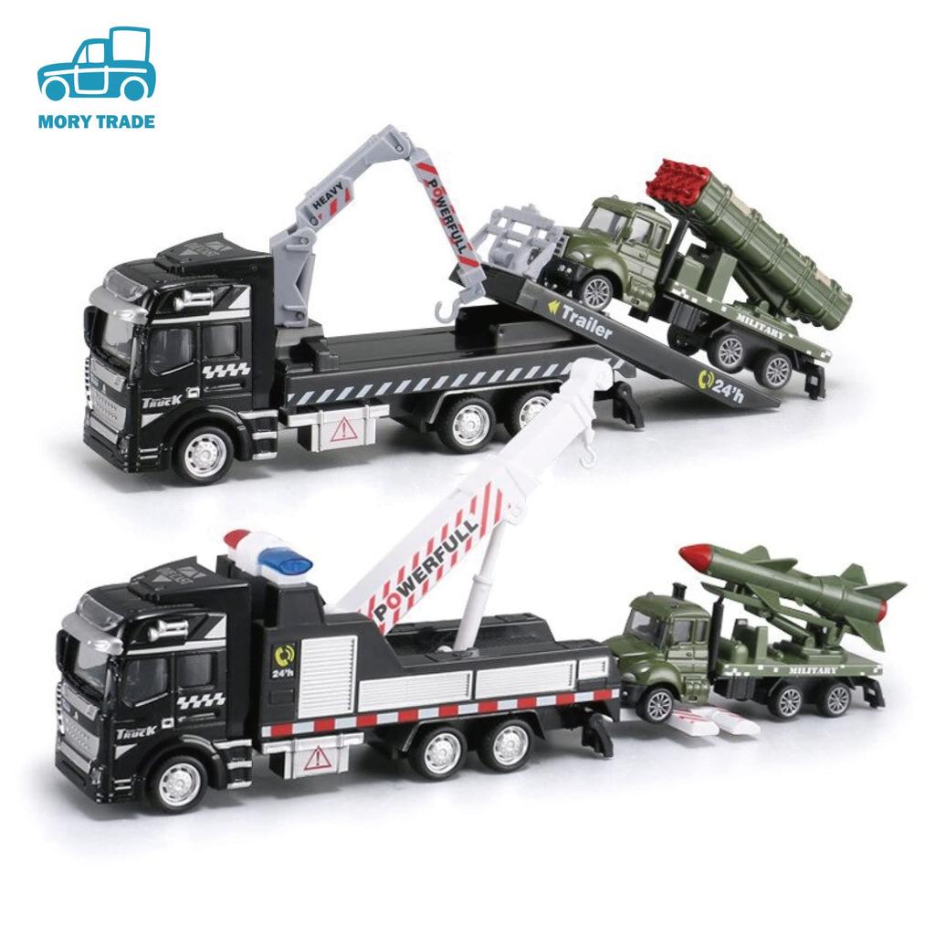 Morytrade Truck and Trailer Set of 2, Toy Car Crane (Rocket Missile)