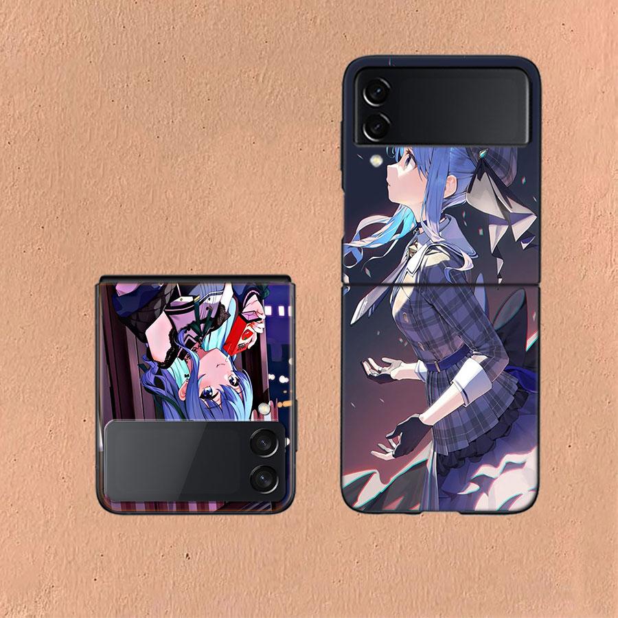 Suisei H-Hoshimachi Phone Case For Samsung Z Flip 6 7 5G Galaxy Z Flip 5 4 3 5G Cases Shockproof Hard Cover TPU