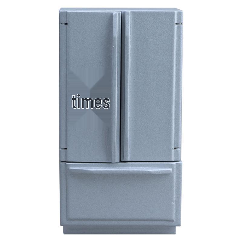 1:12 Mini Dollhouse Double Door Refrigerator Model in White/Silver/Gray