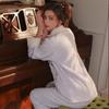 Women’s Plush Sleeping Suits Sexy Velvet Embroidered Chinese Knot Outer Robe and Pants Lounge Pajamas Comfortable Clothing