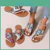 Slides Womens Graphic Tribal Flat Casual Toe Loop Summer Outdoor Shoes Lightweight Slide Sandals