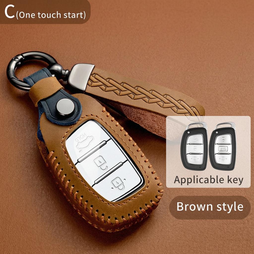 Leather Smart Key Fob Cover For Hyundai Ix35 Sonata Elantra Tucson Santa Fe Creta Palisade Kia K5 K3 Sportage Sorento Key Case