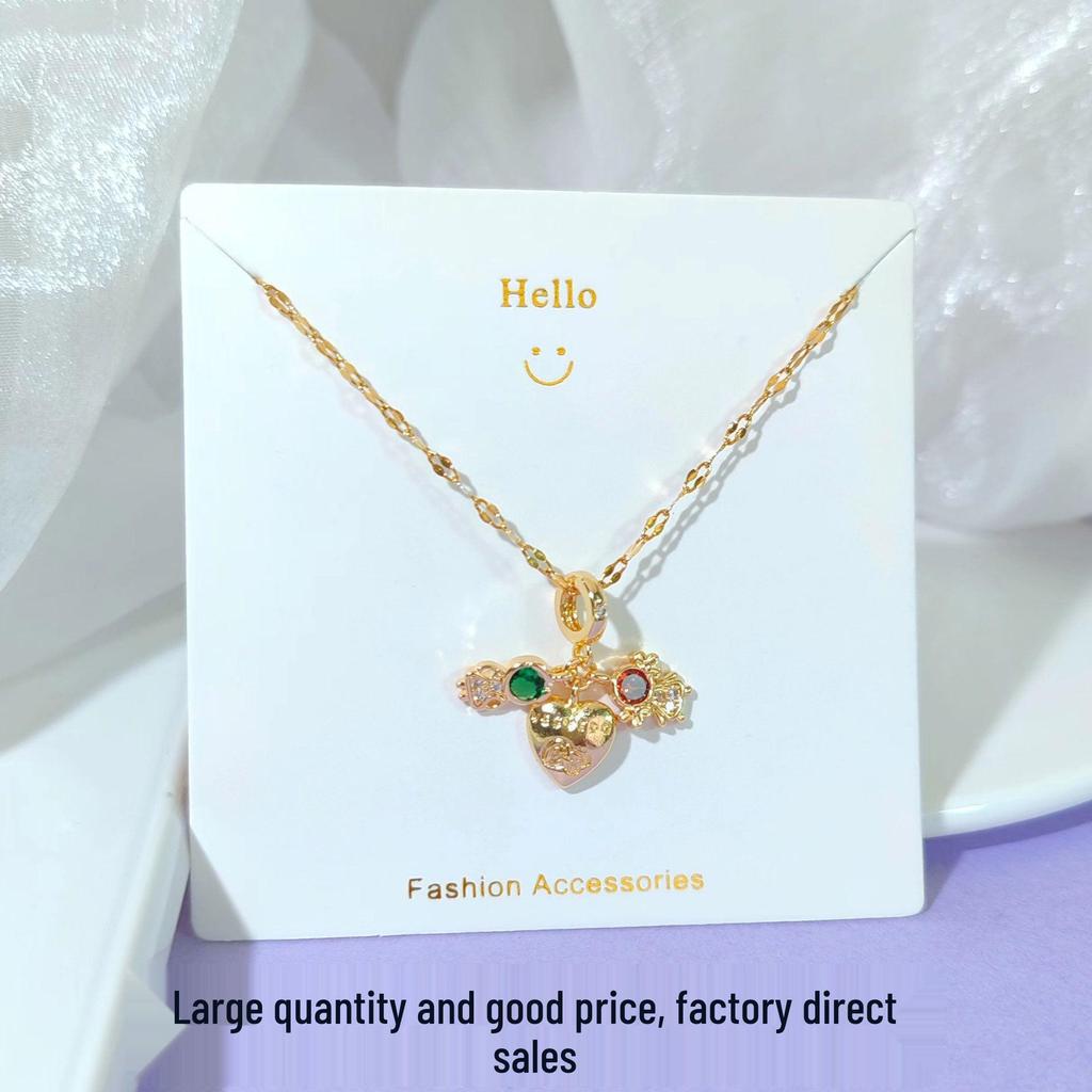 18k vergoldete Zirkonium- und Titanstahl-Anhänger-Halskette - Damen Qixi Valentinstag Geschenk