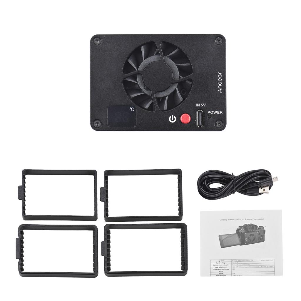 Andoer FS-04A Wentylator chłodzący kamerę Zewnętrzny układ chłodzenia z regulacją temperatury Wyświetlacz OLED 4szt