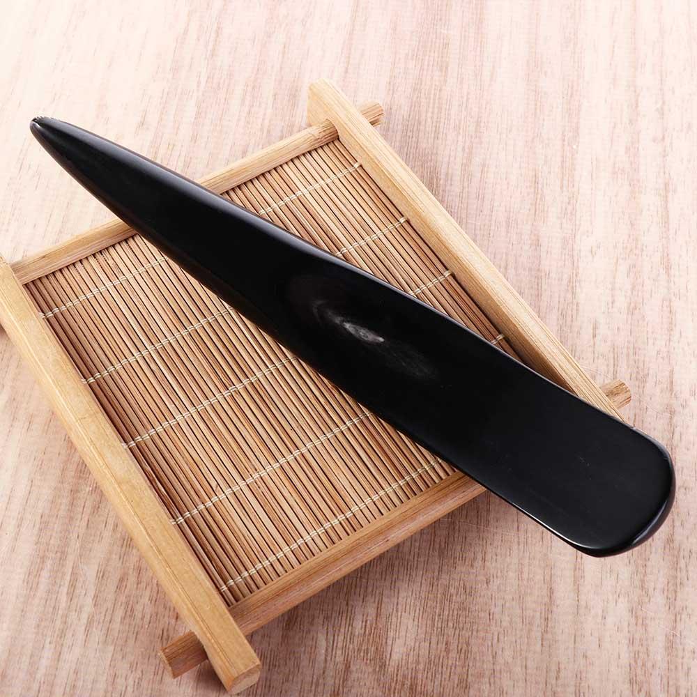Relaxation Gua Sha Board Black Buffalo Horn Meridian Massage Stick Massage Scraping Bar  Women