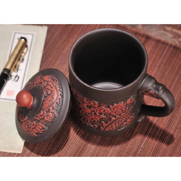 420ml Antieke draak en feniks mokken Paars klei Thee Mok Mok,Koffie Puerh Thee Mokken kantoor Beker Drinkgerei