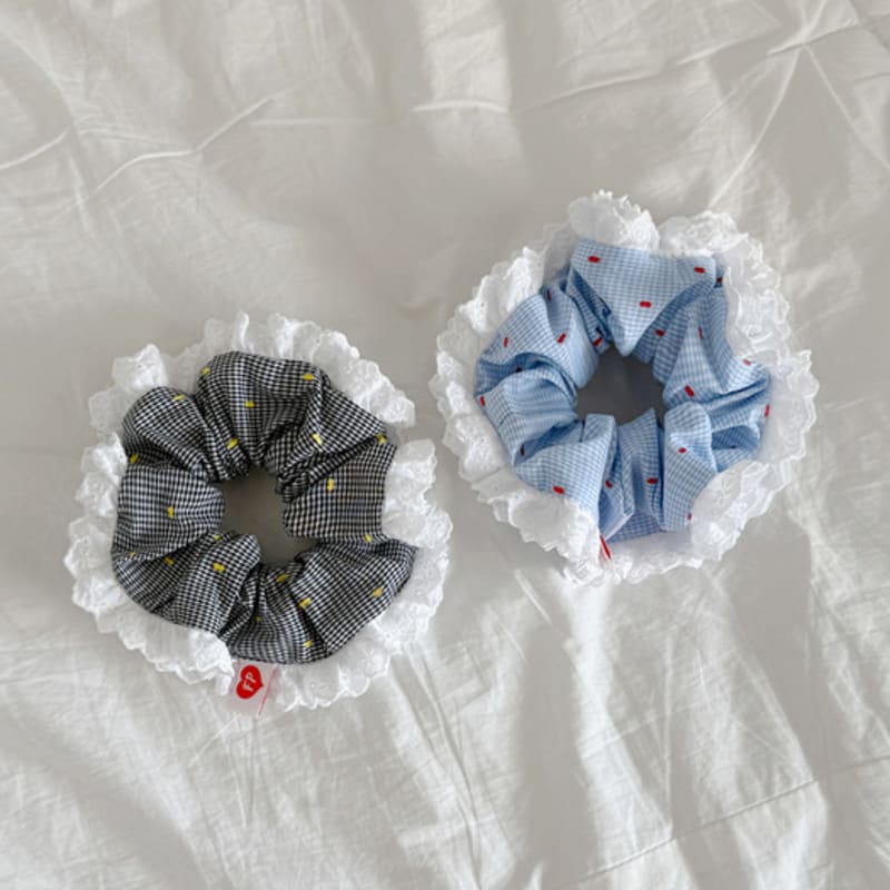 FANTASTIC PLANET petit check lace scrunchie (2colors)