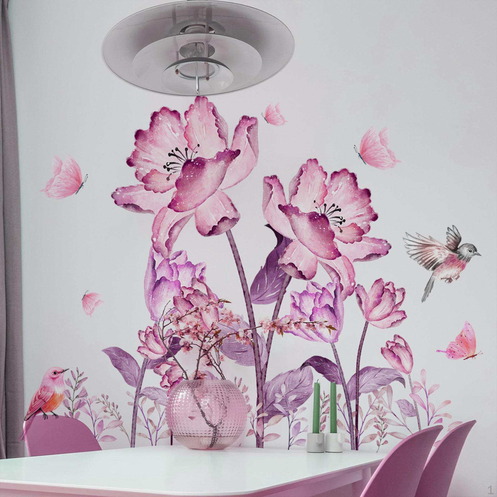 

2x Flower Wall Sticker Decal PVC Wallpaper Background Decorative Art Ornament Playroom Dining