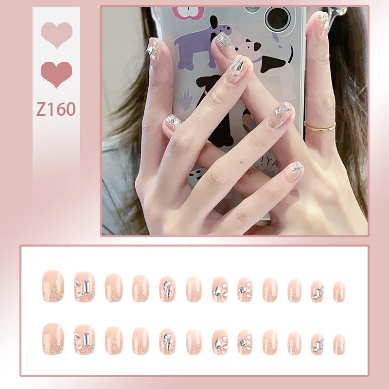 Press On Acrylic Fake Nails Set with Glue High Quality Handmade Nail Extension French Tips Woman False Short Nails Press Ons