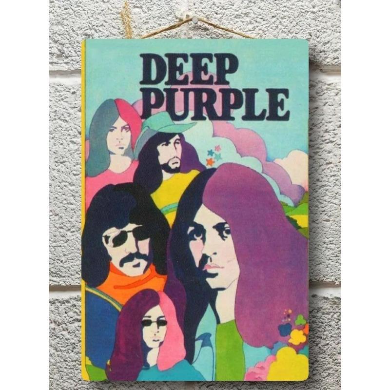Kovový plakát Deep Purple, Dárek pro hudebníka Nástěnné umění 20x30cm