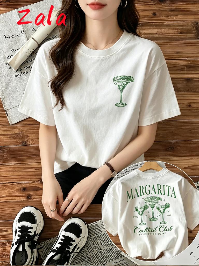 Y2k Margarita Drink Aufdruck Unisex T-Shirt Lustiges Damen T-Shirt Egirl Koreanisch Sommer Lässig Kurzarm T-Shirt Tops Unisex Kleidung