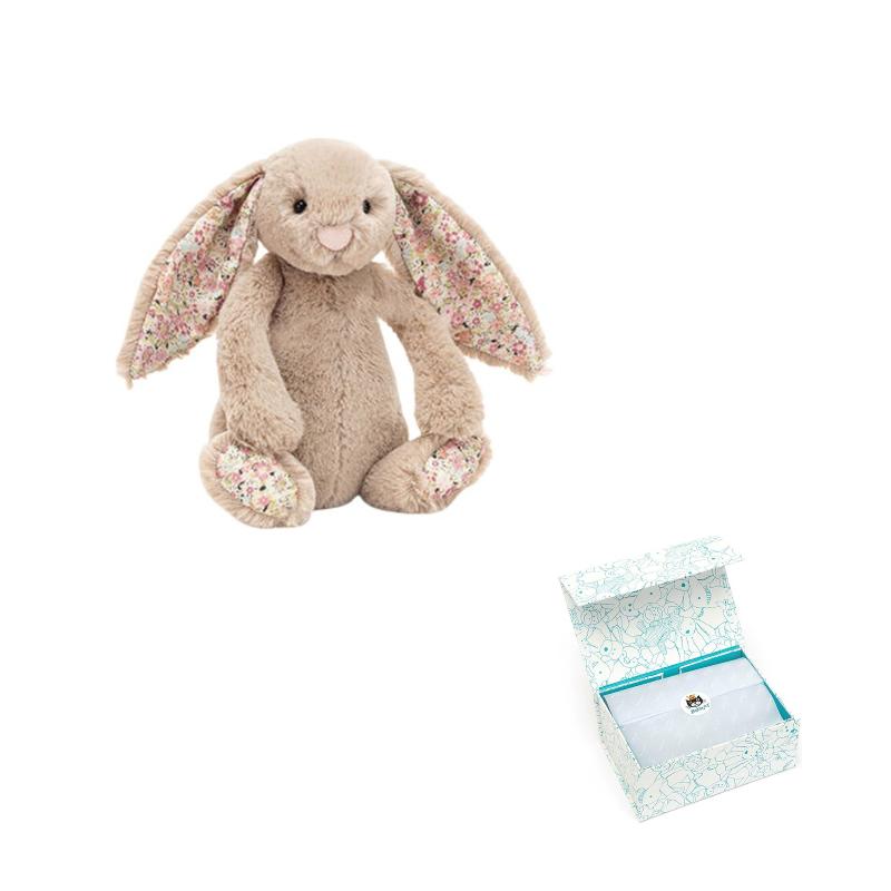 JELLYCAT Bonnie Rabbit series flower cloth Bonnie rabbit soothing beige doll plush doll 18cm/31cm/36cm/51cm high