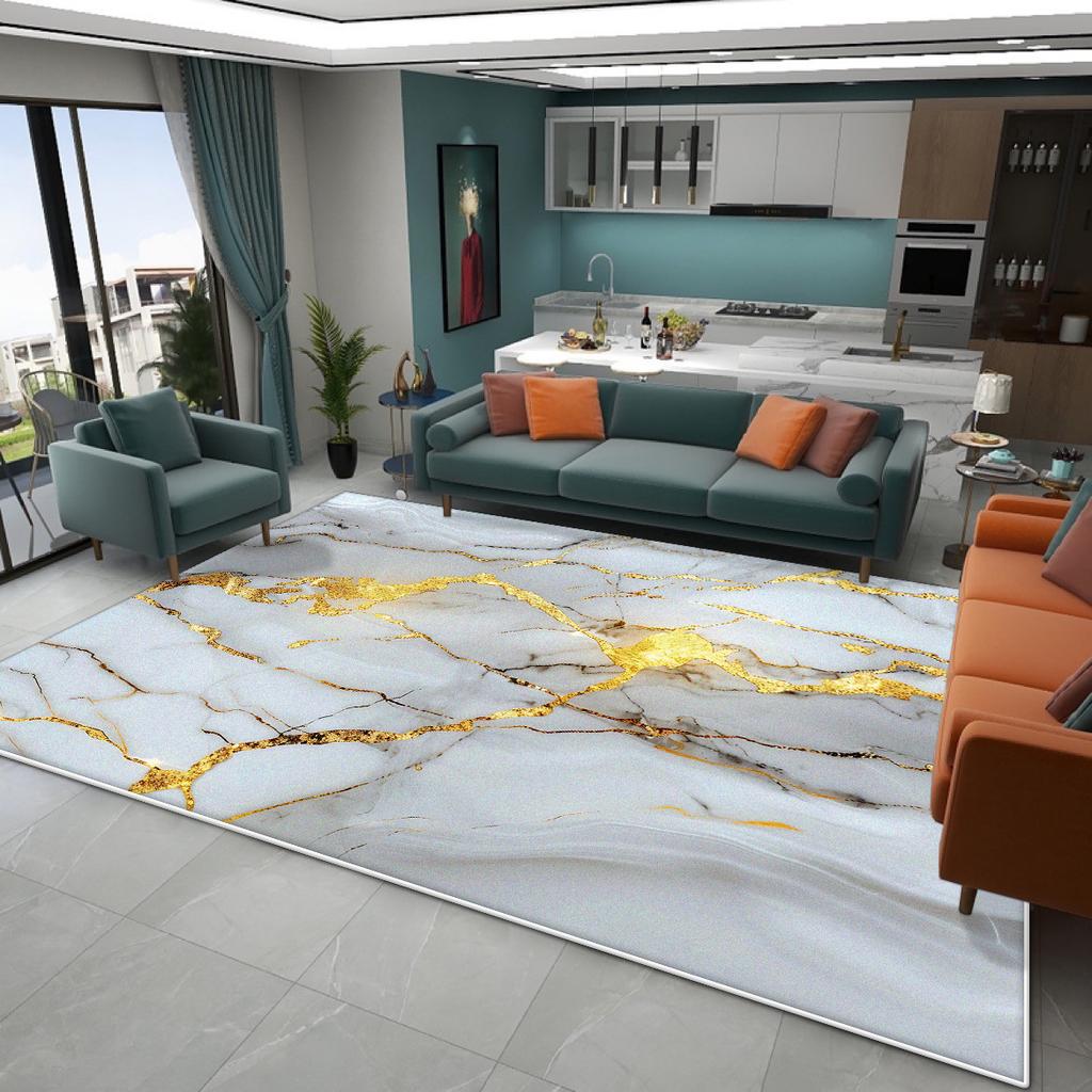 Modern Luxury Large Living Room Carpets Marble Decoration Home Washable Antiskid Rug Easy Clean Plush Bedroom Floor Mat Lounge