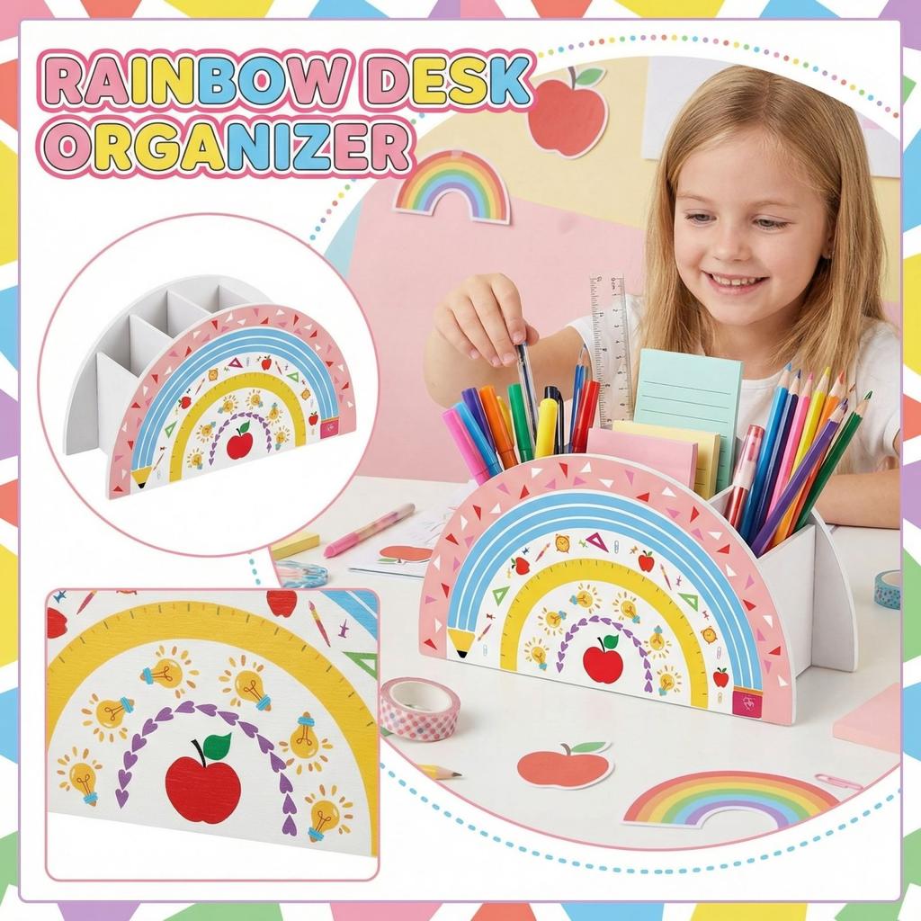 Wooden Storage Box Desk Decoration Pen Holder