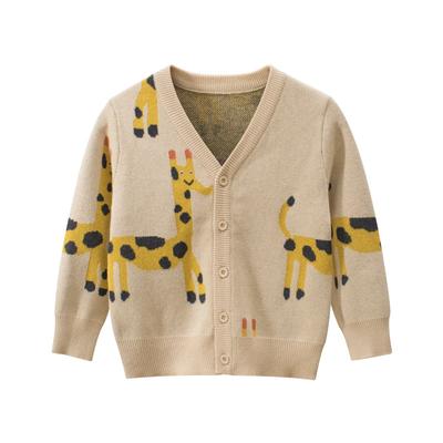 Children's  Cartoon Cardigan Boys Sweater Cotton Knit V-Neck Outerwear 2-8 Years Casual Jacket