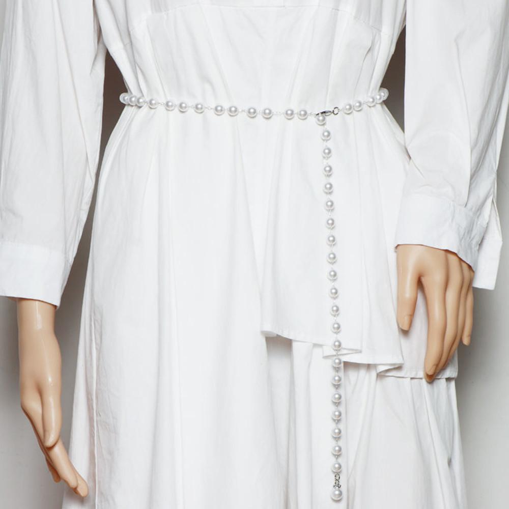 Vintage simple imitation pearl single-layer waistband sexy dress accessories waist chain women
