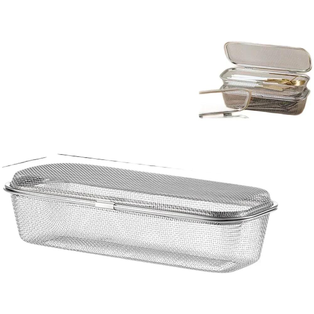 Kitchen Chopsticks Organizer Made of 304 Stainless Steel with Lid and Mesh Drainer for Efficient Water Drainage Dishwasher Safe