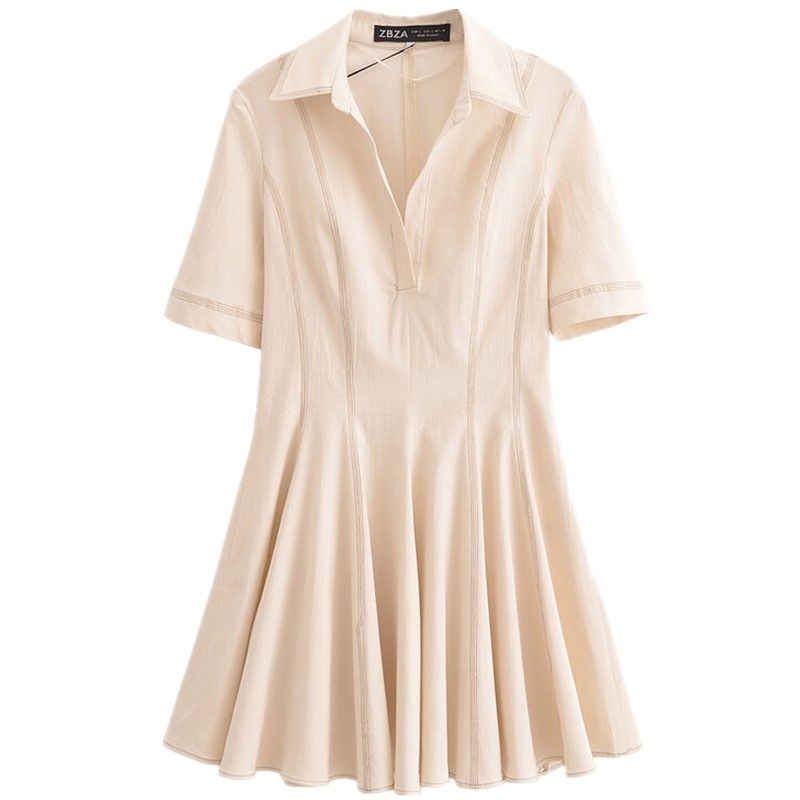 Fashion Style 2024 Autumn New Arrival Women's Easiest for Match String Decoration Polo Shirt Collar Dress Short Skirt 8795653