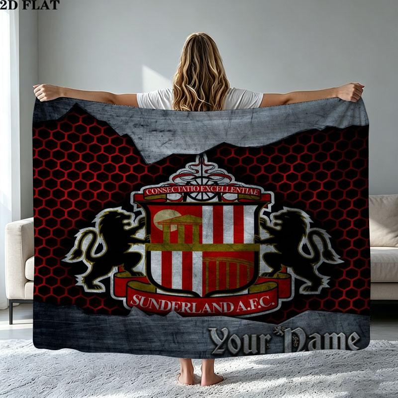 1PC Sunderland A.F Custom Name Patterned Flannel Blanket Suitable For All Seasons for Home Decor Warmth and Comfort Gifts Holiday Present