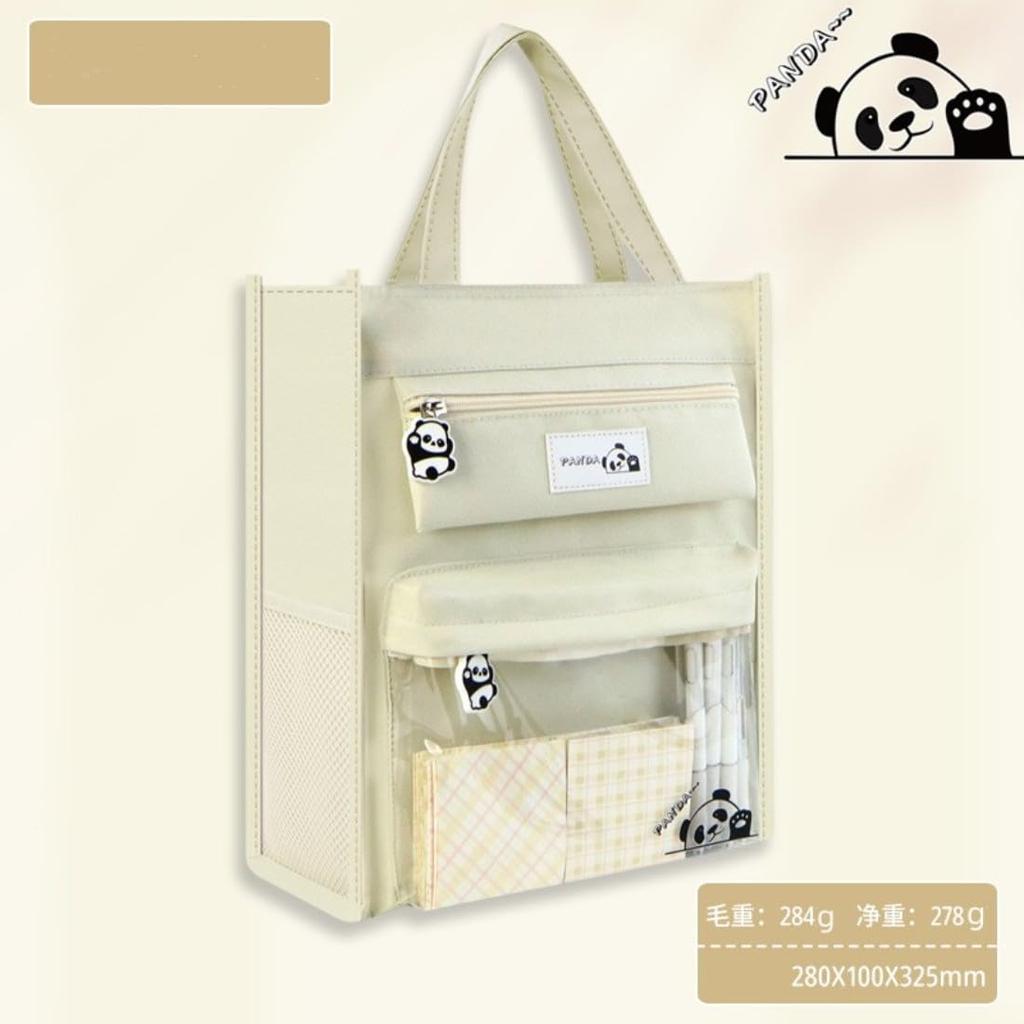 Tote A4 cram school cram school pencil pen pouch side mesh pen transparent front stationery large supplementary storage document accessory simple