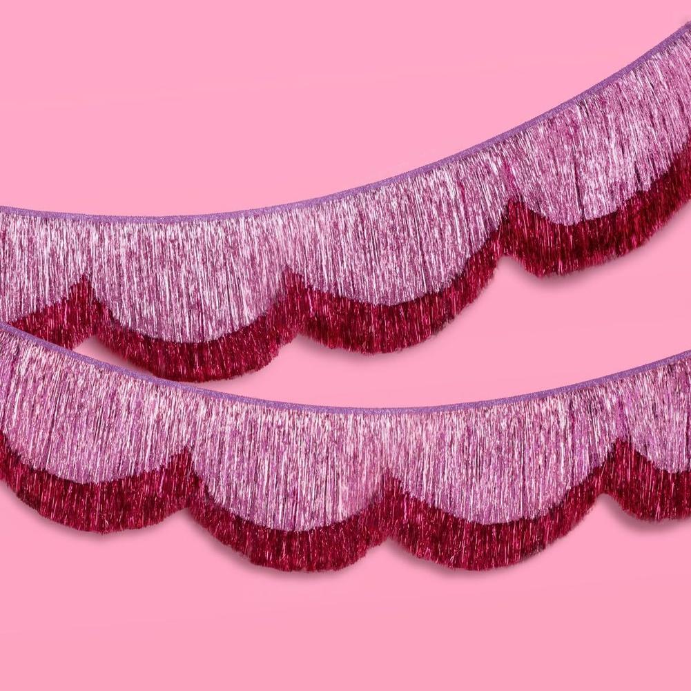 Double Layer Fringe Fringe Banner Fan Streamer Shape