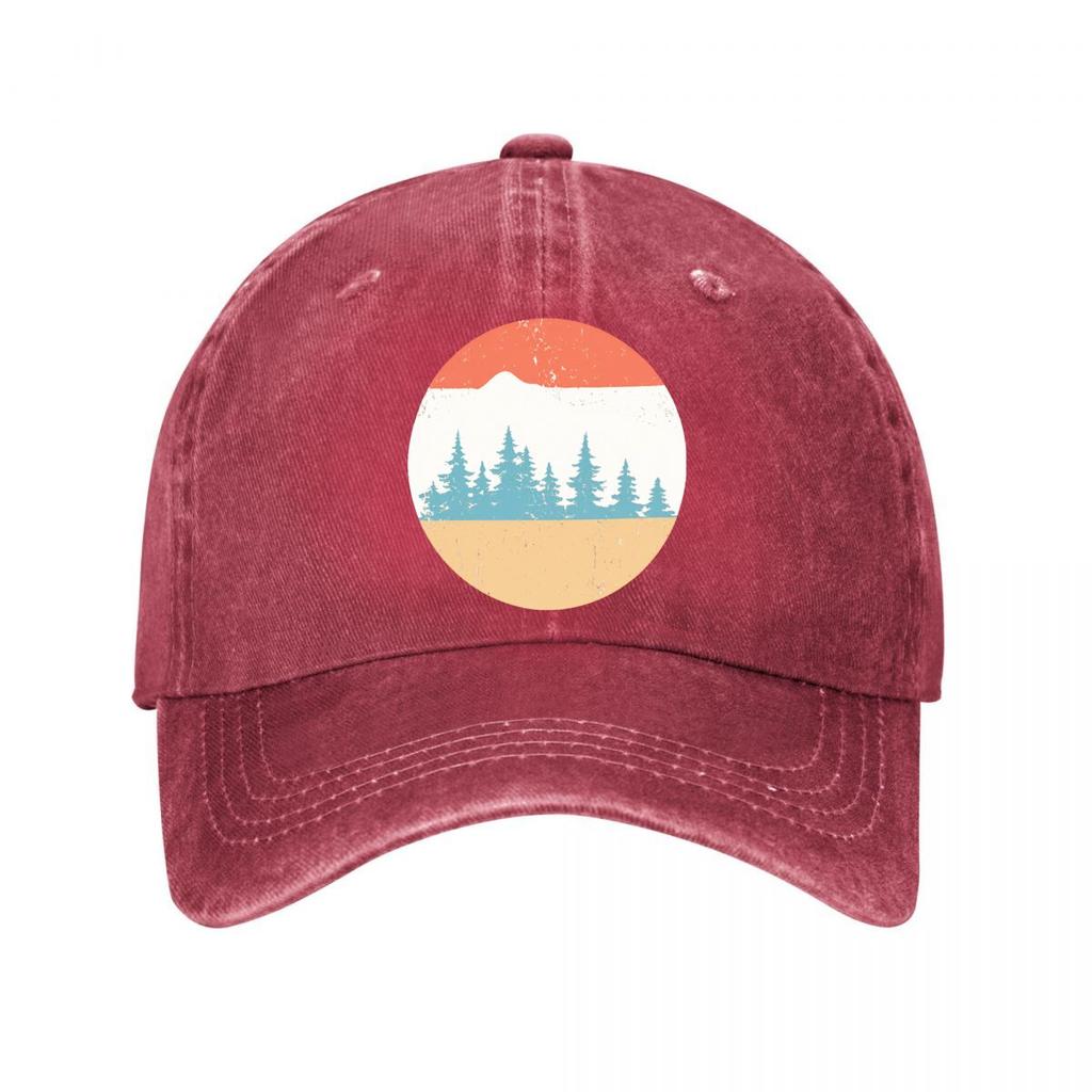 Vintage Scenic Pine Mountain Sticker Washed Baseball Cap Outdoor For Womens Unisex FeUnisex