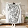Einhorn-Seepferdchen-Print Flanell-Kuscheldecke Weiches, gemütliches Fleece für Bett, Sofa, Camping und Reisen Ganzjahres-Kreativgeschenk