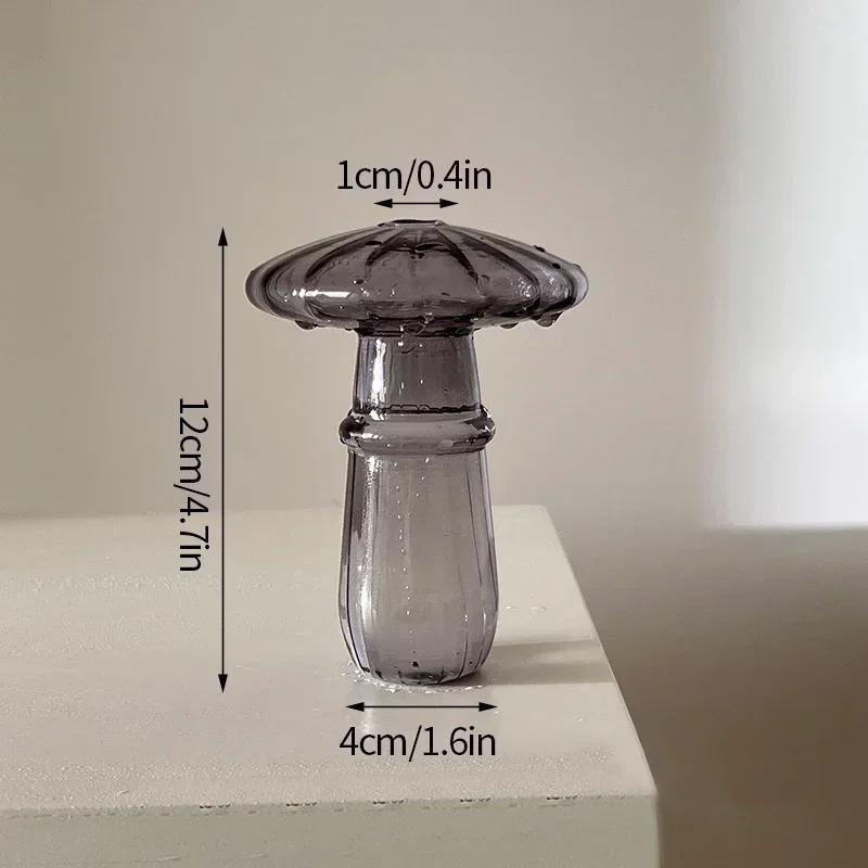 Transparent Mushroom Glass Vase Hydroponic Flower Pot Creative Desk Decorative Vase Aromatherapy Bottle Home Office Decorations