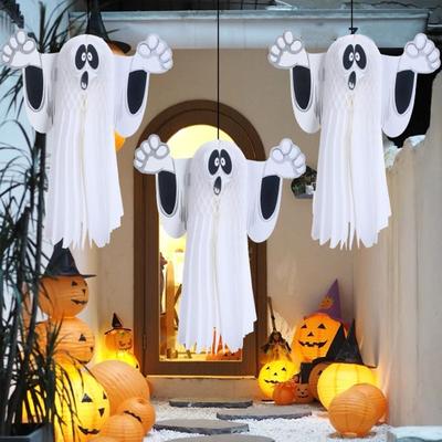 Movable Door Pendant Papery Hanging Halloween Ghost Halloween Paper Garland  Outdoor