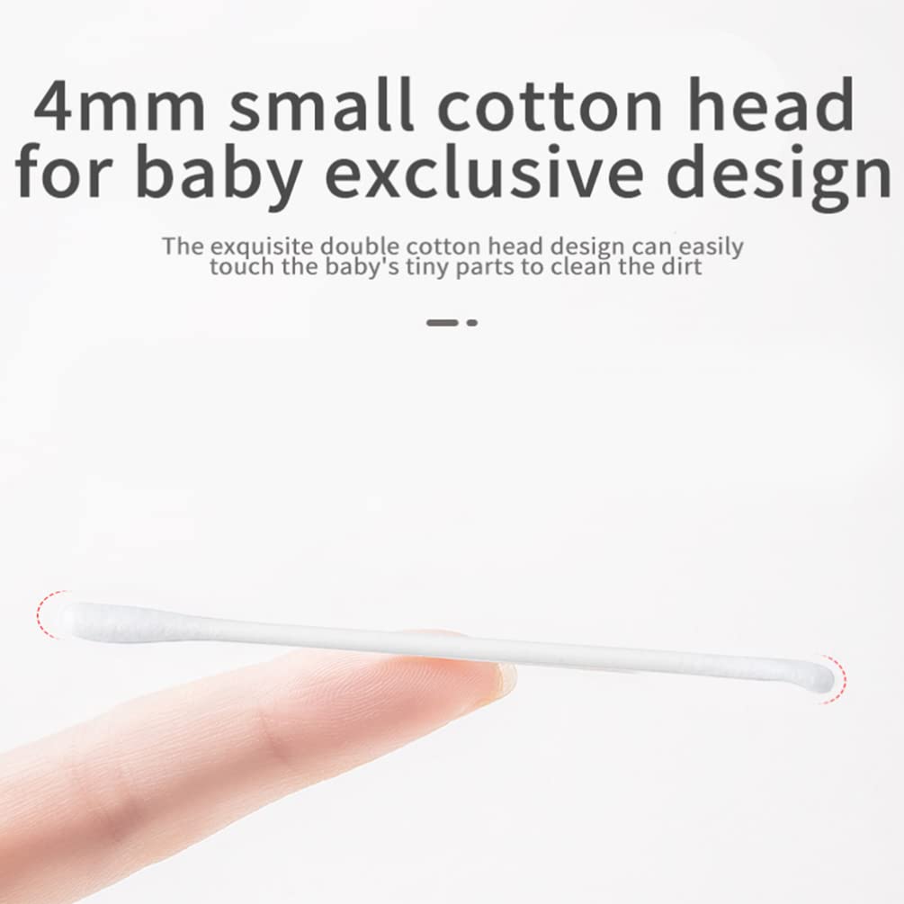 Kisangel 200 Stück Baby-Wattestäbchen Papier Doppelseitige Wattestäbchen Ohrreiniger Sicherheitswattestäbchen Reinigungsstäbchen für Ohr Nase Reinigung