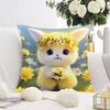 White Cat and Dog Pillowcase Dormitory Decoration Office Living Room Sofa Home Pillowcase