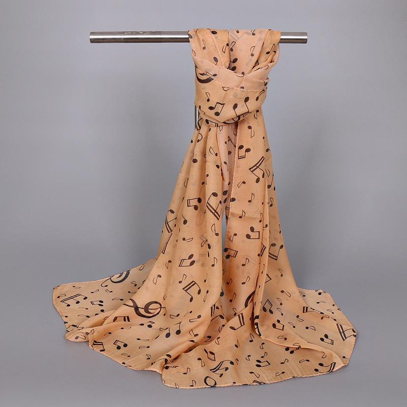 Chiffon women's sunscreen silk scarf, new music symbol women's fashion long scarf, elegant
