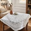 Non-slip Tablecloth White Vintage TV Square Floral Scalloped Lace Tablecloth Doily Elegant Cabinet Cover Table for Nightstand End Tea