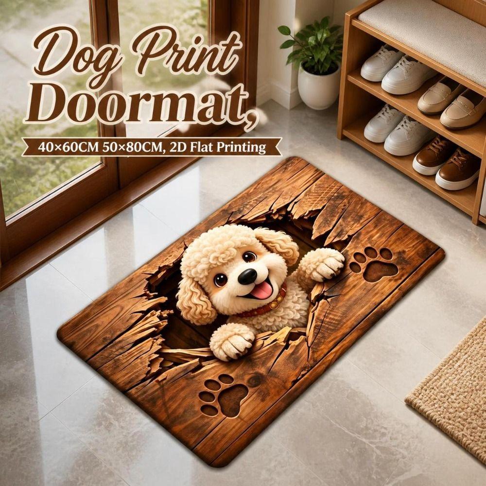 Non-slip Dog Print Doormat Diatomite Absorbent Rug Lovely Bathroom Floor Mat Entryway