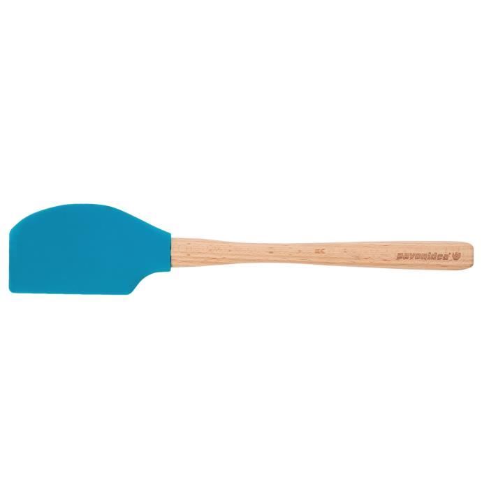 Spatule en silicone platine et bois longueur 32 cm-Bleu
