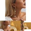 Classic Gold Plated Dangle Earrings With Faux Pearls For Women Modern Fashion