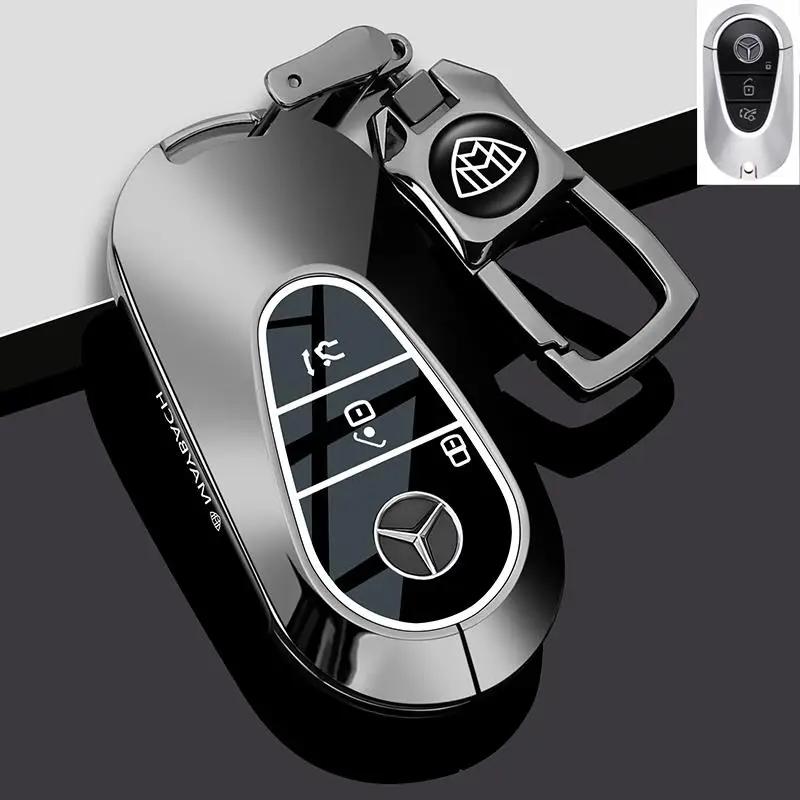 PZQ2   Alloy Style Car Key Case Cover Shell For Mercedes Benz A C E S G Class GLC CLE CLA GLB GLS W177 W205 W213 W222 X167 AMG Keychain