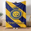 Name Custom Al-Nassr Print Flannel Blanket High Quality Warm Comfortable Cover for All Seasons Perfect for Gifts Home Decor