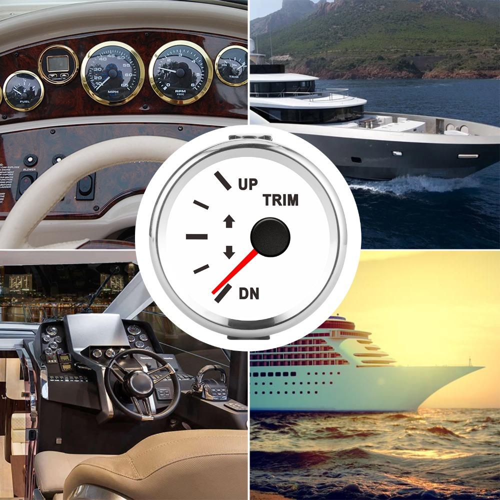 52mm Diameter Trim Balance Gauge Red Backlight Marine Trim Meter Boat Trim Gauge Marine Use