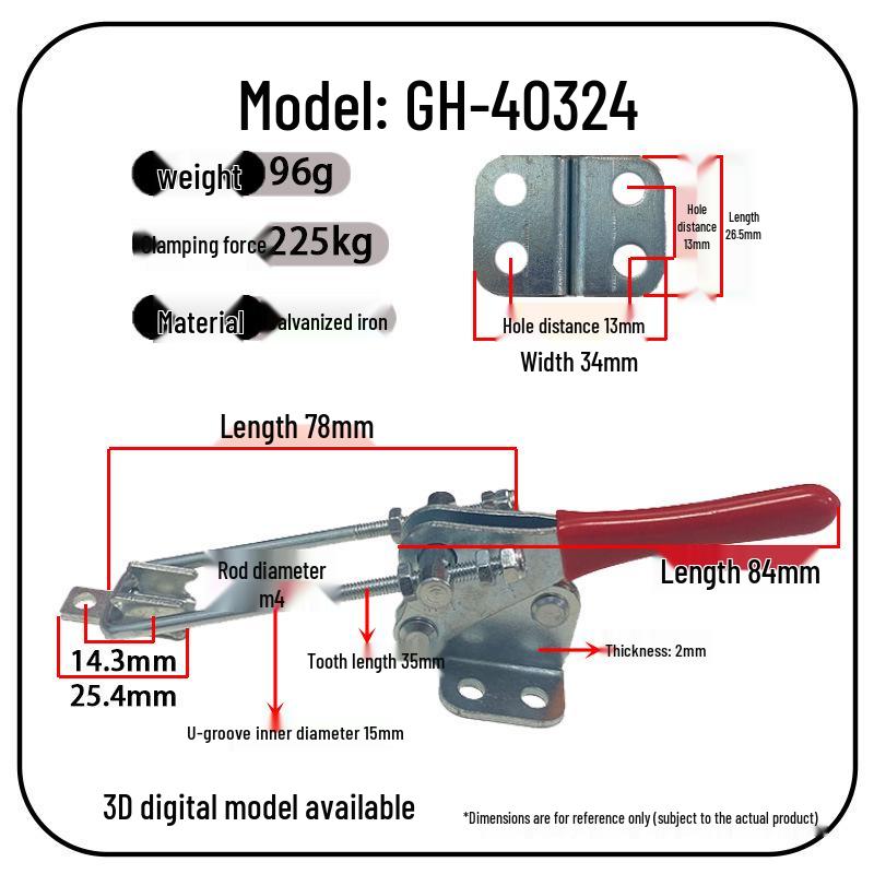 Galvanized Rustproof Self-Locking Welding Clamp, Anti-Loosening Quick Latch Fixture