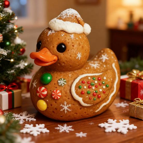 Christmas Duck Figurine Gingerbread Christmas Tree Duck Ornament Desktop Candy Cane Duck Statue