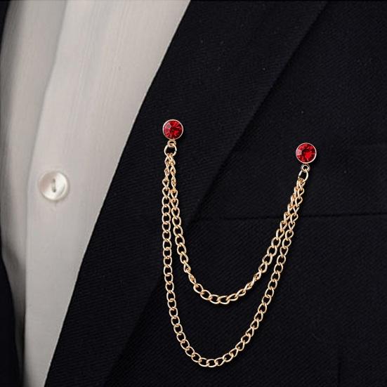 Pánský odznak Špendlík drahokamu Dekor Dvojité řetízky Protiskluzové Oblékání Leštěný kabát Límec Špendlík Kabát Brož Oblečení pro dospělé Klobouky Tašky Šperky