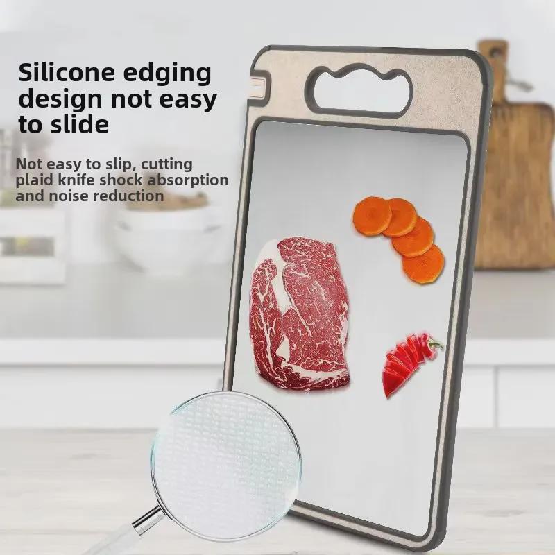 Diamond Pattern Double-Sided Kitchen Cutting Board with Stainless Steel Surface