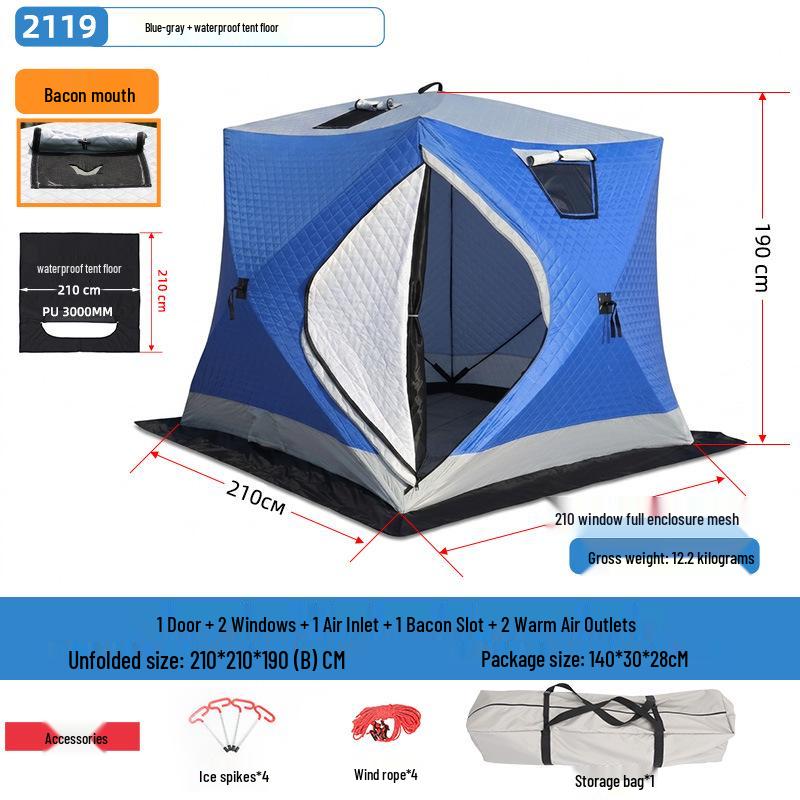 Winter Fishing Tent: Thickened, Cold-Proof, Windproof, Cotton Insulated for Outdoor Camping.