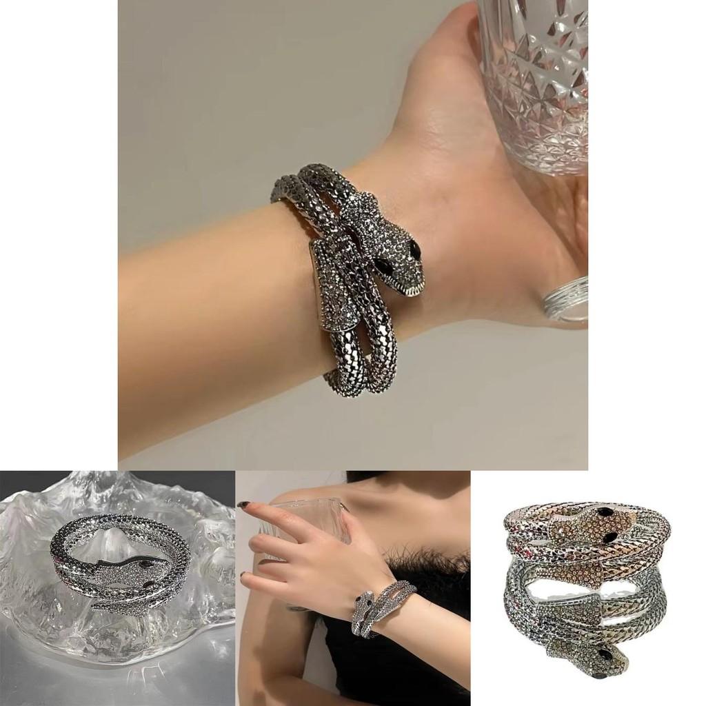 Trendsetting Snake-shaped Alloy Zircon Bracelet For Women Fashionable And Edgy
